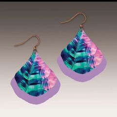 DC Designs - Retro Tropical Palm Layered Wide Teardrop Earrings HM07GE - product images 1 of 6