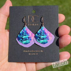 DC Designs - Retro Tropical Palm Layered Wide Teardrop Earrings HM07GE - product images 5 of 6