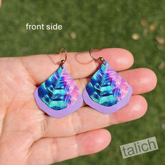 DC Designs - Retro Tropical Palm Layered Wide Teardrop Earrings HM07GE - product images 3 of 6