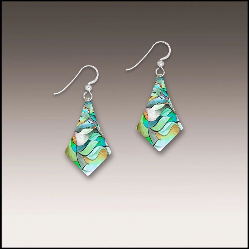 DC Designs - Cool Greens Abstract Art Print Small Drop Earrings - product image 