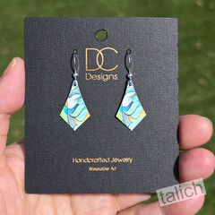 DC Designs - Cool Greens Abstract Art Print Small Drop Earrings - product images 4 of 4