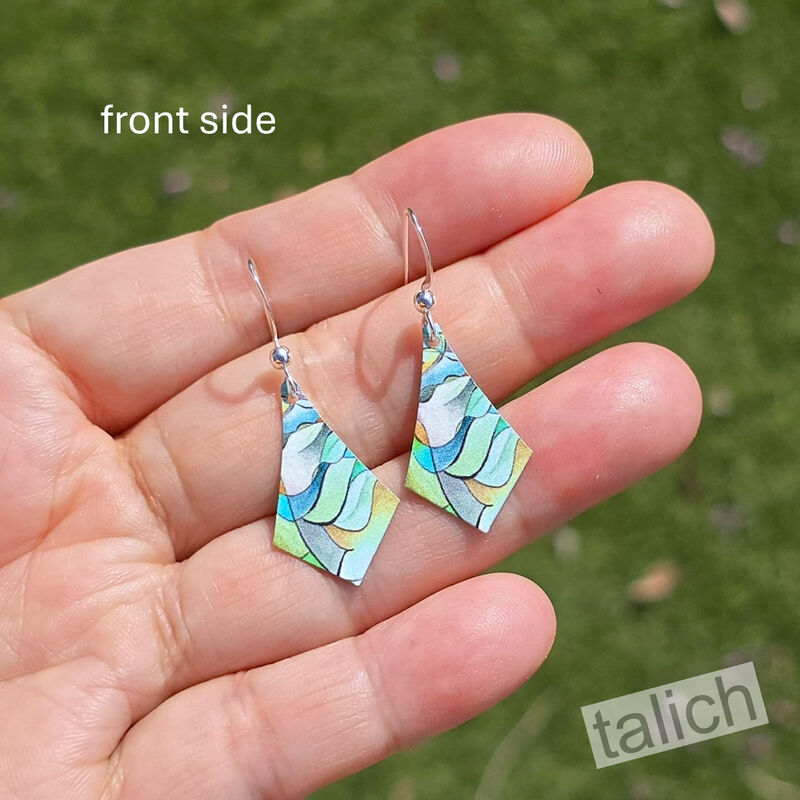 DC Designs - Cool Greens Abstract Art Print Small Drop Earrings - product image 