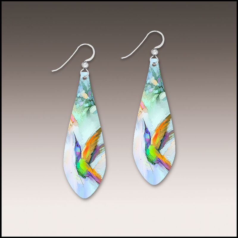 DC Designs - Hummingbird Art Print Long Teardrop Earrings - product image 