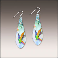 DC Designs - Hummingbird Art Print Long Teardrop Earrings - product images 1 of 4