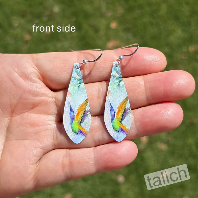 DC Designs - Hummingbird Art Print Long Teardrop Earrings - product image 