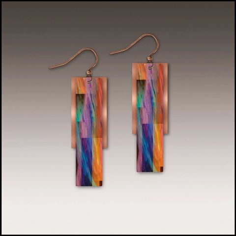 DC,Designs,-,Blue,Orange,Multicolor,Copper,Accent,Layered,Earrings,DC Designs Jewelry, Art Print Earrings, DC Designs Earrings, Handmade Colorado