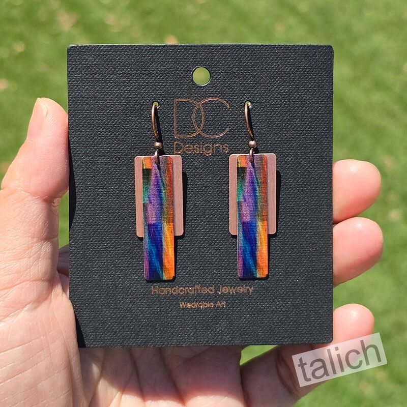 DC Designs - Blue Orange Multicolor Copper Accent Layered Earrings - product image 