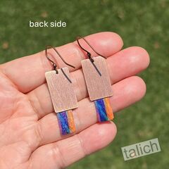 DC Designs - Blue Orange Multicolor Copper Accent Layered Earrings - product images 3 of 4