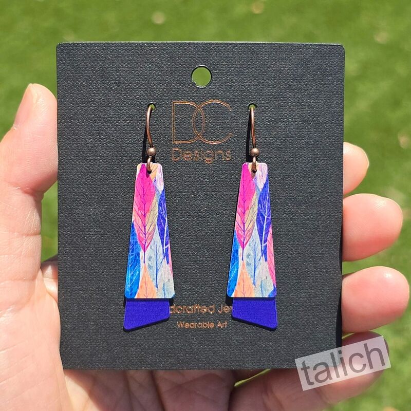 DC Designs - Painted Leaves Layered Long Drop Earrings - product image 