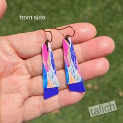 DC Designs - Painted Leaves Layered Long Drop Earrings - product images 3 of 5