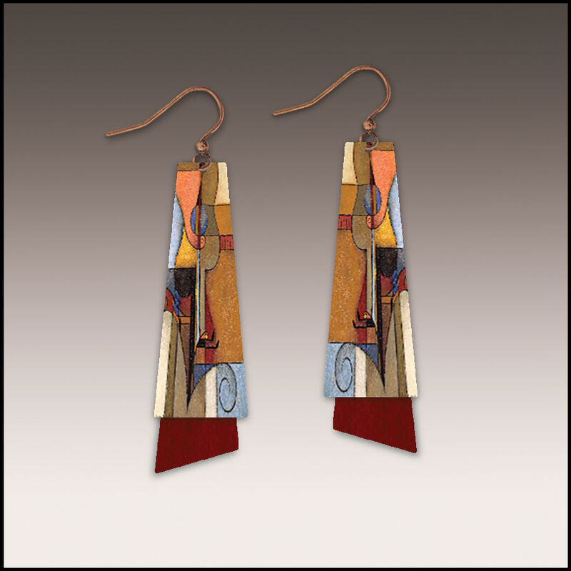 DC Designs - Abstract Shapes Art Print Layered Long Drop Earrings - product image 