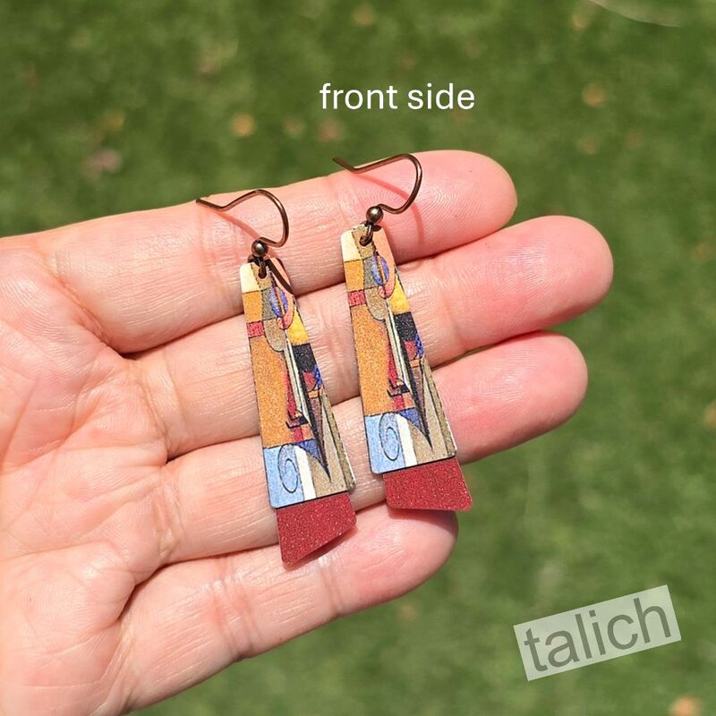 DC Designs - Abstract Shapes Art Print Layered Long Drop Earrings - product image 