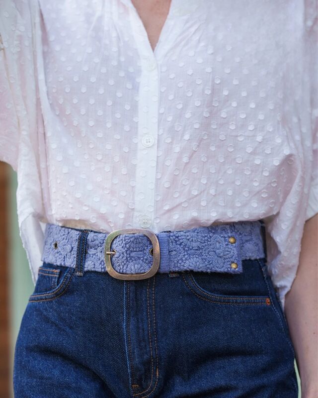 Jenny Krauss Azure Seas Floral Embroidered Wool Belt - product image 