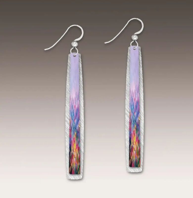 DC Designs - Lavender Multicolor Linear Column Silver Back Abstract Art Earrings 1NLS - product image 