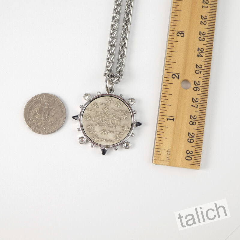 VB&amp;CO CZ Accent French Bee Coin Pendant Necklace in Silver Tone - product image 