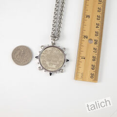 VB&CO CZ Accent French Bee Coin Pendant Necklace in Silver Tone - product images 8 of 8
