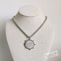 VB&CO CZ Accent French Bee Coin Pendant Necklace in Silver Tone - product images 6 of 8