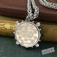 VB&CO CZ Accent French Bee Coin Pendant Necklace in Silver Tone - product images 2 of 8