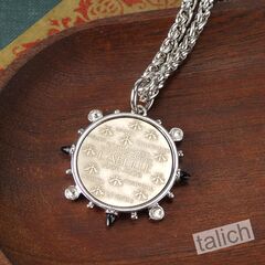 VB&CO CZ Accent French Bee Coin Pendant Necklace in Silver Tone - product images 3 of 8