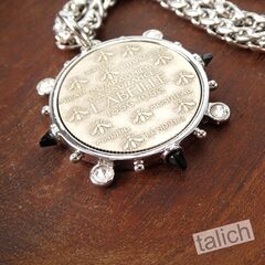 VB&CO CZ Accent French Bee Coin Pendant Necklace in Silver Tone - product images 4 of 8