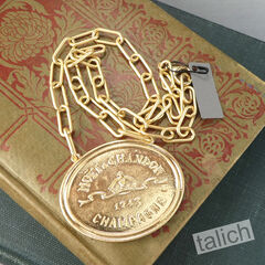 VB&CO Large Champagne Medallion French Coin Statement Necklace in Gold Tone - product images 1 of 6