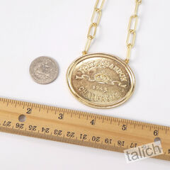VB&CO Large Champagne Medallion French Coin Statement Necklace in Gold Tone - product images 6 of 6