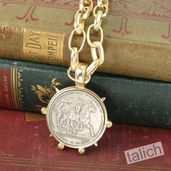 VB&CO Large Antique Horse Coin Medallion on Chunky Chain Necklace in Matte Gold - product images 2 of 7