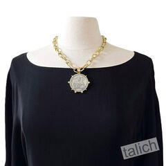 VB&CO Large Antique Horse Coin Medallion on Chunky Chain Necklace in Matte Gold - product images 5 of 7