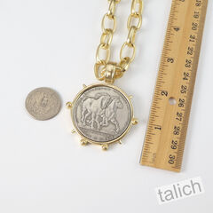 VB&CO Large Antique Horse Coin Medallion on Chunky Chain Necklace in Matte Gold - product images 7 of 7
