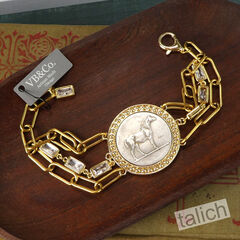 VB&CO Western Derby Equestrian Large Horse Coin Bracelet in Shiny Gold - product images 3 of 8