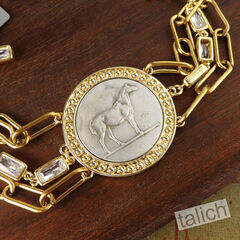 VB&CO Western Derby Equestrian Large Horse Coin Bracelet in Shiny Gold - product images 4 of 8