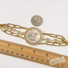 VB&CO Western Derby Equestrian Large Horse Coin Bracelet in Shiny Gold - product images 6 of 8