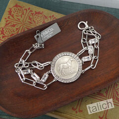 VB&CO Western Derby Equestrian Large Horse Coin Bracelet in Shiny Silver - product images 3 of 8