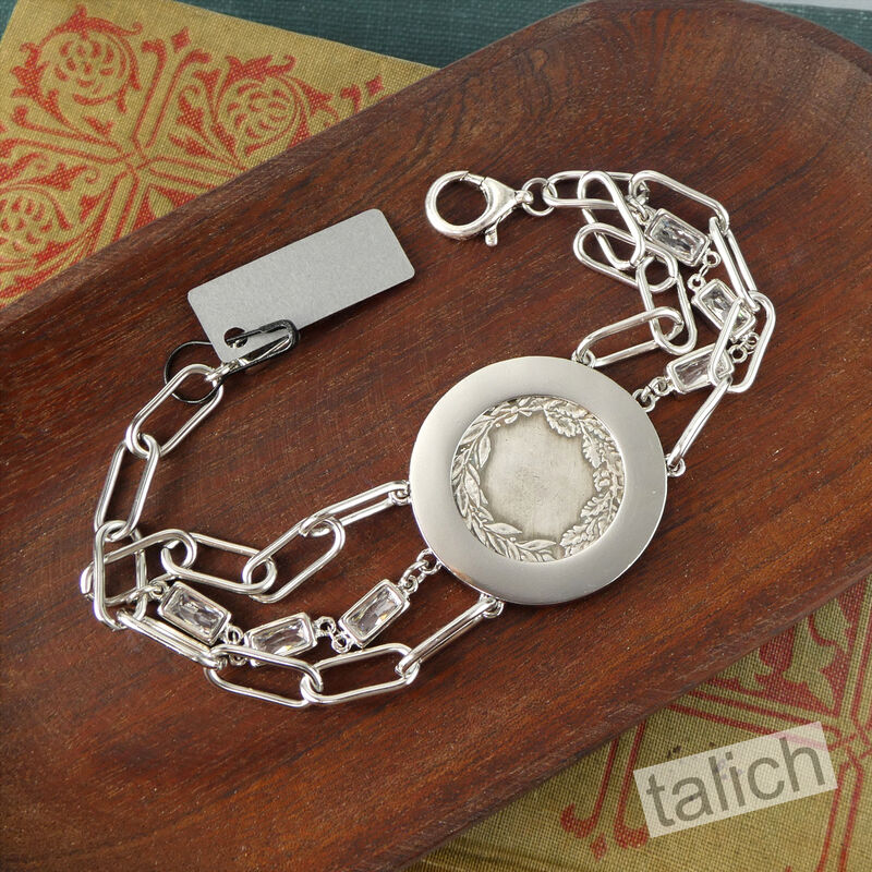 VB&amp;CO Western Derby Equestrian Large Horse Coin Bracelet in Shiny Silver - product image 
