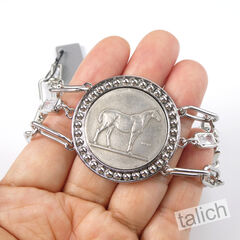 VB&CO Western Derby Equestrian Large Horse Coin Bracelet in Shiny Silver - product images 2 of 8