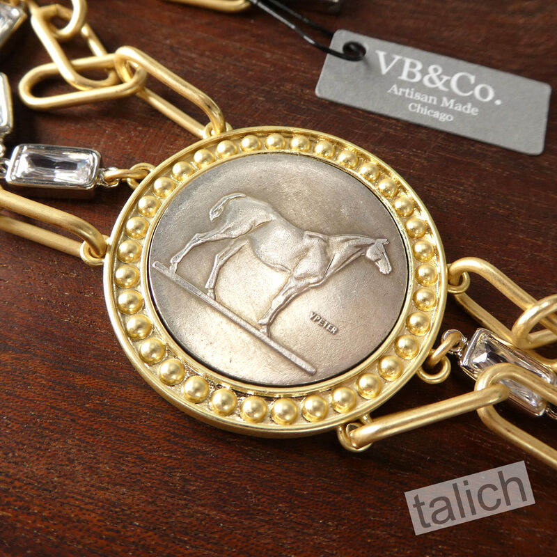 VB&amp;CO Western Derby Equestrian Large Horse Coin Bracelet in Two Tone - product image 