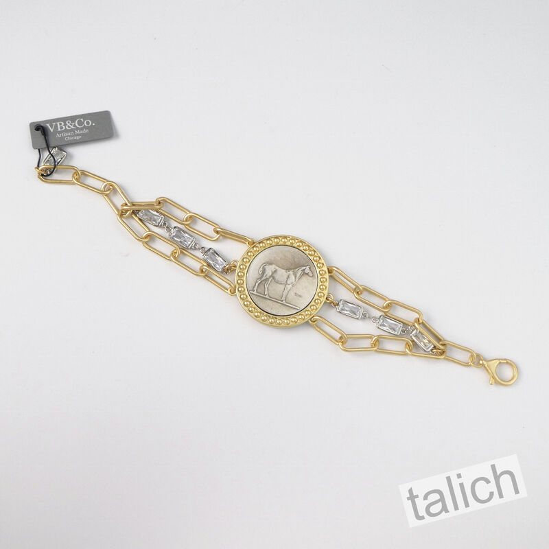 VB&amp;CO Western Derby Equestrian Large Horse Coin Bracelet in Two Tone - product image 