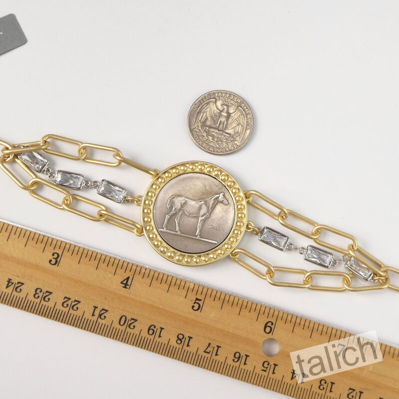 VB&amp;CO Western Derby Equestrian Large Horse Coin Bracelet in Two Tone - product image 