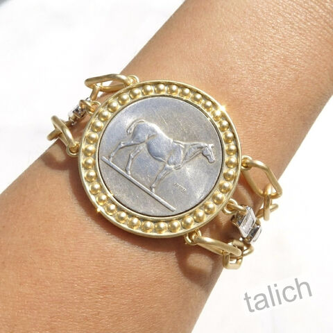 VB&CO,Western,Derby,Equestrian,Large,Horse,Coin,Bracelet,in,Two,Tone,VB&CO Western Derby Equestrian Large Horse Coin Bracelet in Two Tone, VB&CO jewelry,  horse coin bracelet