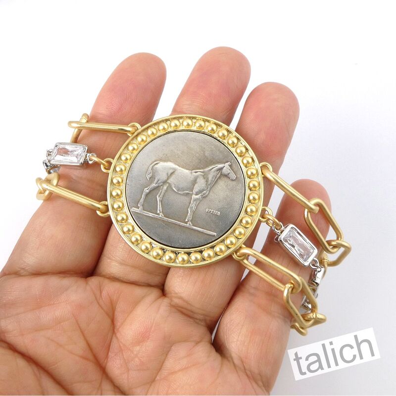 VB&amp;CO Western Derby Equestrian Large Horse Coin Bracelet in Two Tone - product image 