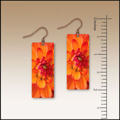 DC Designs - Orange Dahlia Art Print Long Rectangle Earrings DA1CE - product images 2 of 5