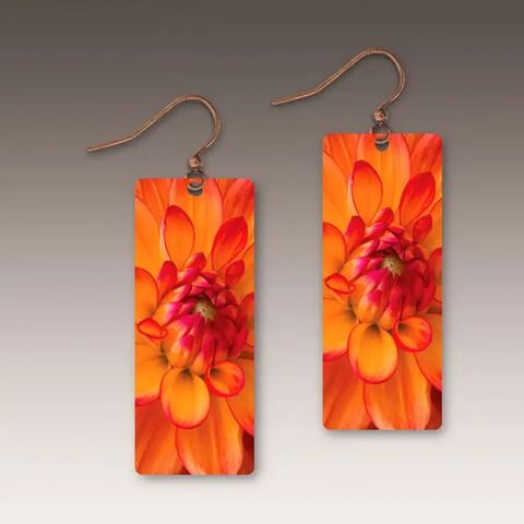 DC,Designs,-,Orange,Dahlia,Art,Print,Long,Rectangle,Earrings,DA1CE,DC Designs Jewelry, Art Print Earrings, DC Designs Earrings, Handmade Colorado