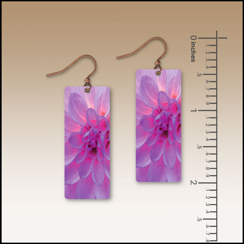 DC Designs - Purple Dahlia Art Print Long Rectangle Earrings DA17CE - product image 