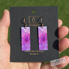 DC Designs - Purple Dahlia Art Print Long Rectangle Earrings DA17CE - product images 5 of 5