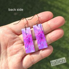 DC Designs - Purple Dahlia Art Print Long Rectangle Earrings DA17CE - product images 4 of 5