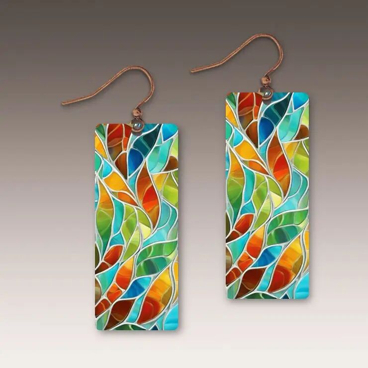 DC Designs - Seaglass Mosaic Art Print Long Rectangle Earrings HM12CE - product image 