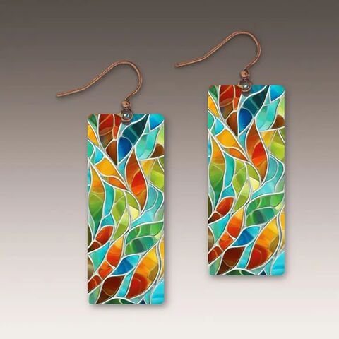 DC,Designs,-,Seaglass,Mosaic,Art,Print,Long,Rectangle,Earrings,HM12CE,DC Designs Jewelry, Art Print Earrings, DC Designs Earrings, Handmade Colorado