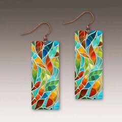 DC Designs - Seaglass Mosaic Art Print Long Rectangle Earrings HM12CE - product images 1 of 5