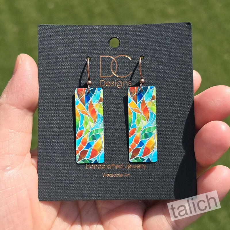 DC Designs - Seaglass Mosaic Art Print Long Rectangle Earrings HM12CE - product image 