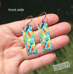 DC Designs - Seaglass Mosaic Art Print Long Rectangle Earrings HM12CE - product images 3 of 5